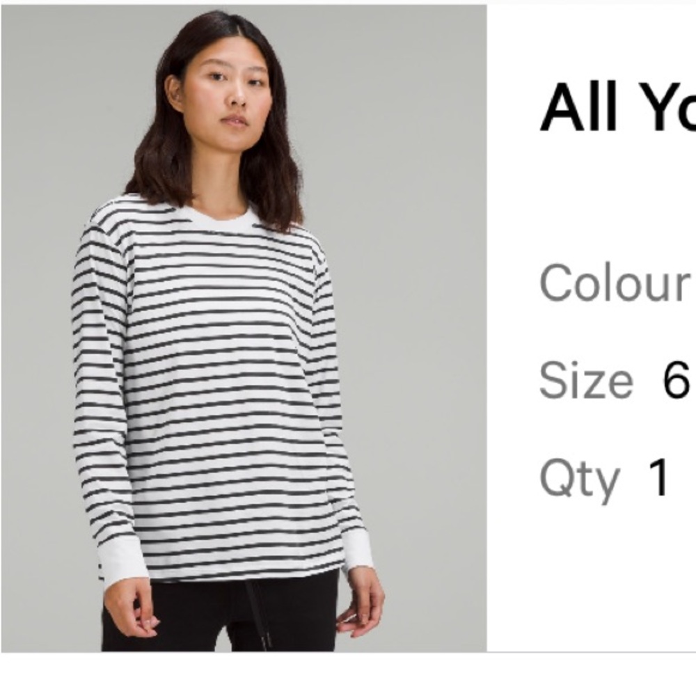 Lululemon Athletica Black and White Striped Shirt